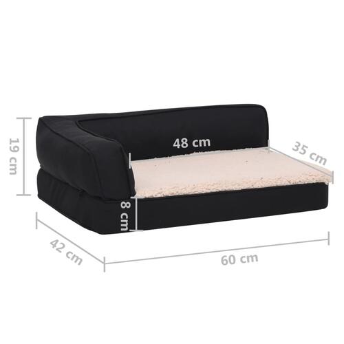 Ergonomisk hundeseng 60x42 cm hør-look fleece sort