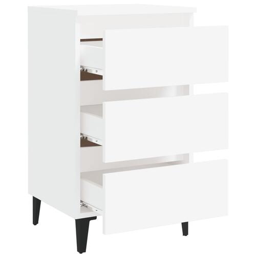 Sengeskab m. metalben 40x35x69 cm hvid