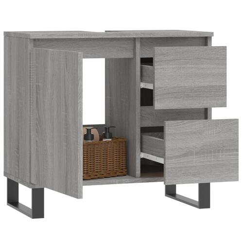 Badeværelsesskab 65x33x60 cm konstrueret træ grå sonoma-eg