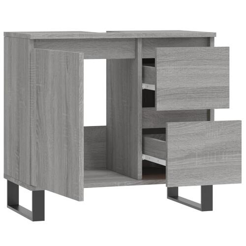 Badeværelsesskab 65x33x60 cm konstrueret træ grå sonoma-eg
