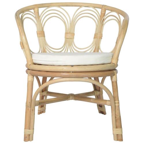 Spisebordsstol med hynde naturlig rattan og linned