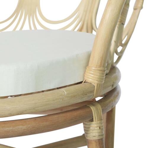Spisebordsstol med hynde naturlig rattan og linned