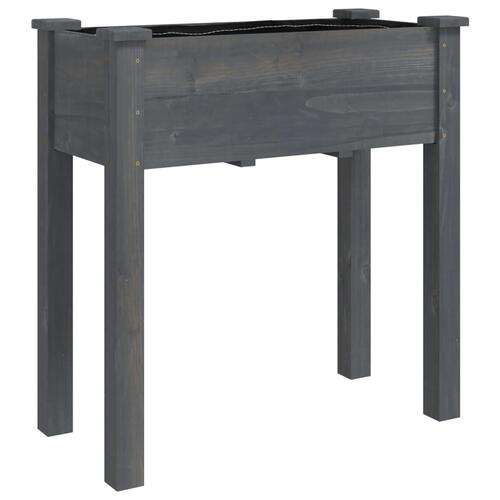 Plantekasse med foring 71x37x76 cm massivt fyrretræ grå