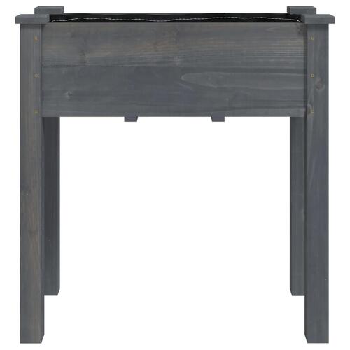 Plantekasse med foring 71x37x76 cm massivt fyrretræ grå