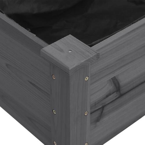 Plantekasse med foring 71x37x76 cm massivt fyrretræ grå
