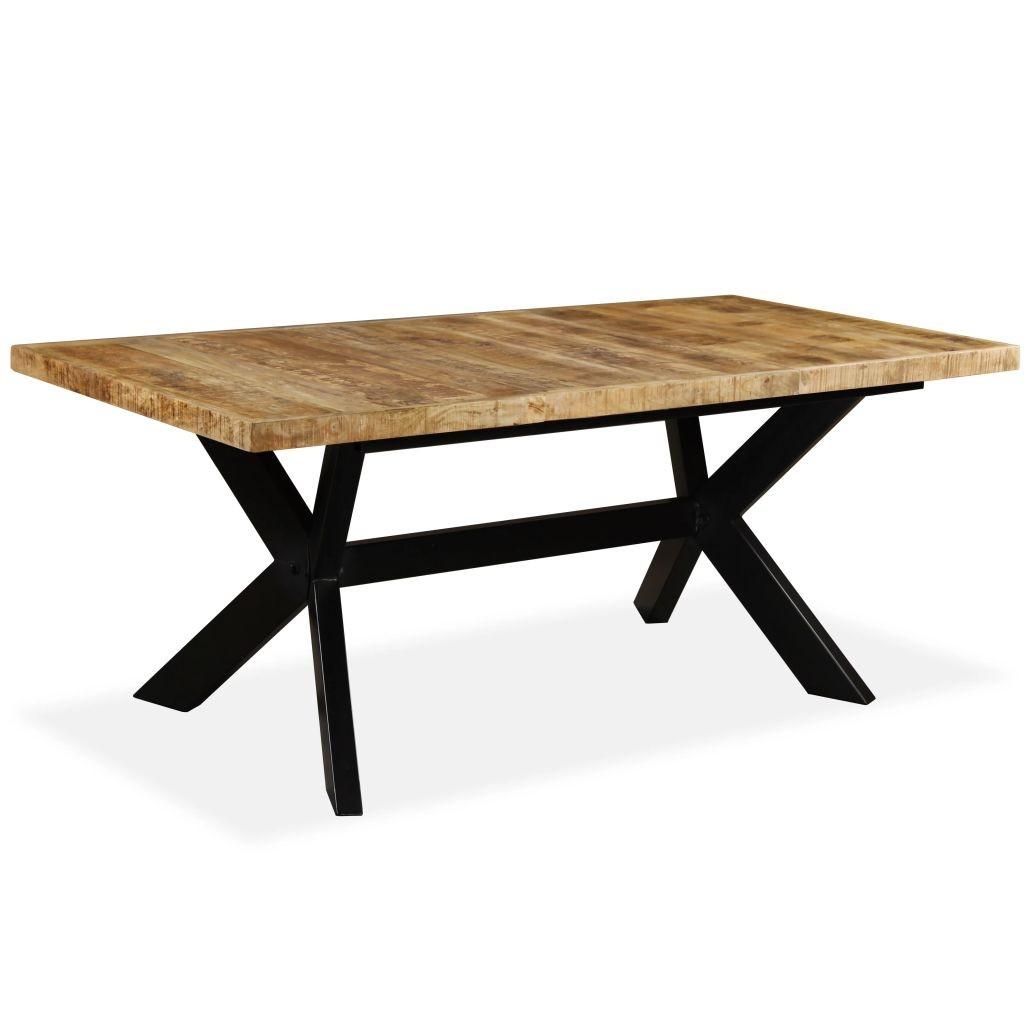 Spisebord i massivt mangotræ og stål krydsstel 180 cm