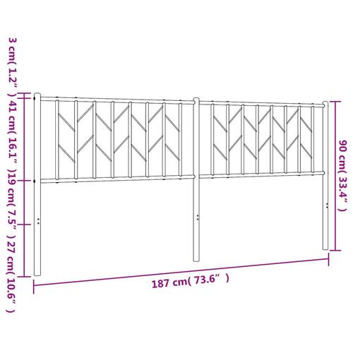 Sengegavl 180 cm metal hvid
