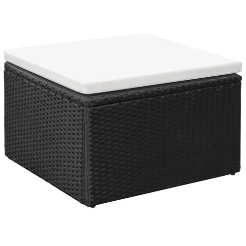 Haveloungesæt 3 dele polyrattan sort og hvid