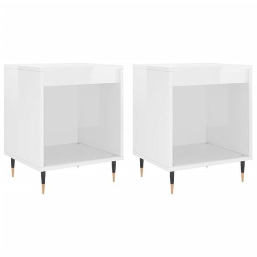 Sengeskabe 2 stk. 40x35x50 cm konstrueret træ hvid højglans