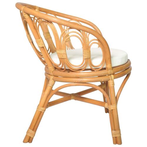 Spisebordsstol med hynde naturlig rattan og linned lysebrun