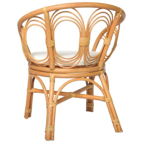 Spisebordsstol med hynde naturlig rattan og linned lysebrun
