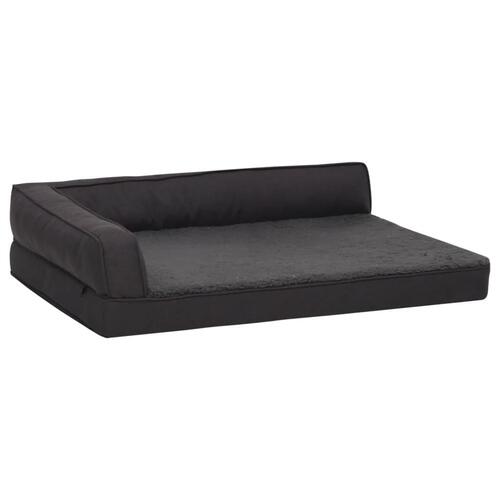 Ergonomisk hundeseng 90x64 cm hør-look fleece sort