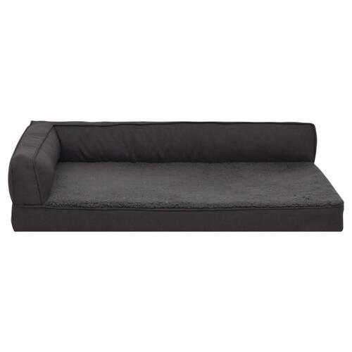 Ergonomisk hundeseng 90x64 cm hør-look fleece sort