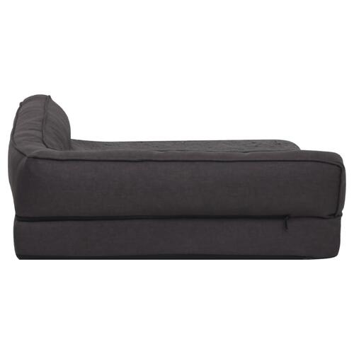 Ergonomisk hundeseng 90x64 cm hør-look fleece sort