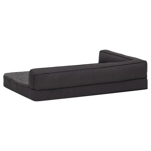 Ergonomisk hundeseng 90x64 cm hør-look fleece sort