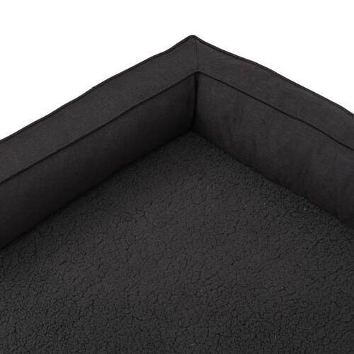 Ergonomisk hundeseng 90x64 cm hør-look fleece sort
