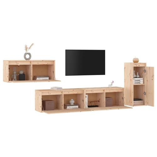 Tv-skabe 4 dele massivt fyrretræ