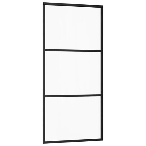Skydedør m. monteringssæt 90x205 cm sikkerhedsglas og aluminium
