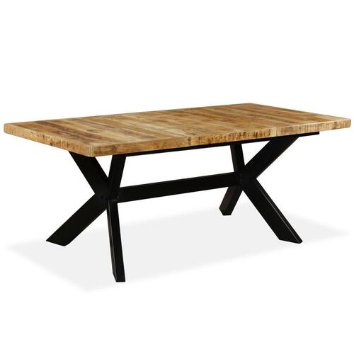 Spisebord i massivt mangotræ og stål krydsstel 180 cm