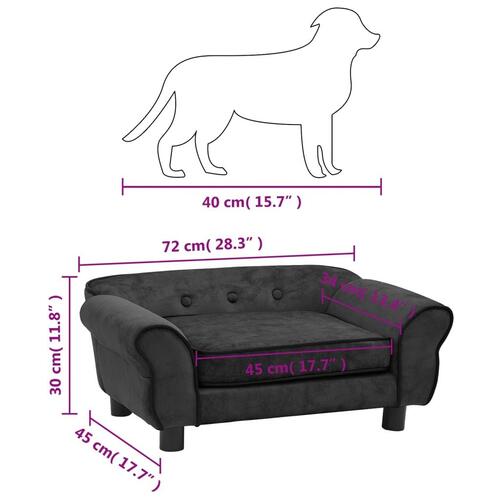 Hundesofa 72x45x30 cm plys mørkegrå