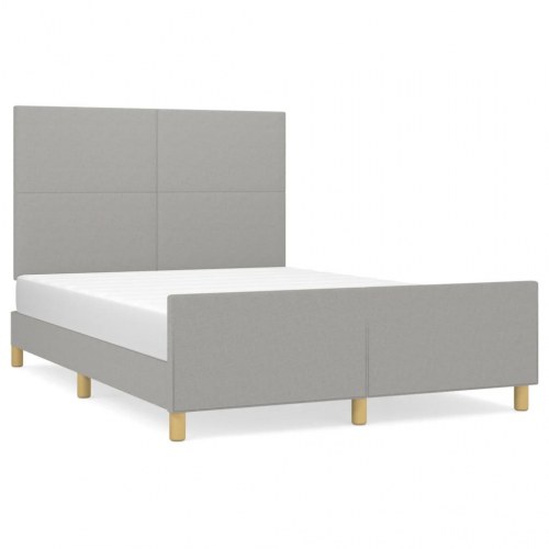 Sengeramme med sengegavl 140x190 cm - stof, lysegrå