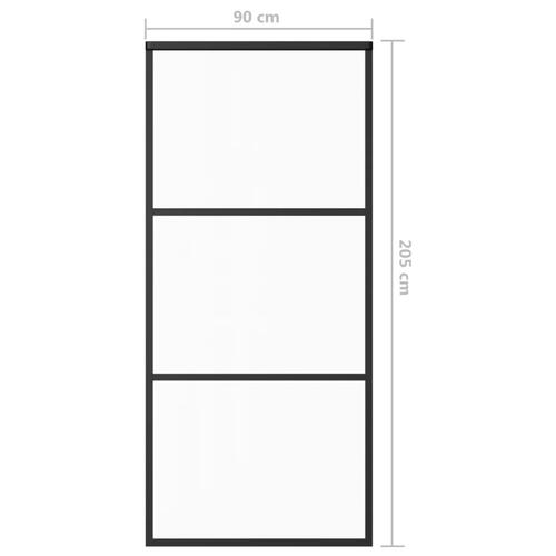 Skydedør m. monteringssæt 90x205 cm sikkerhedsglas og aluminium