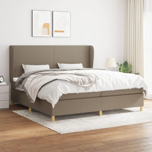 Kontinentalseng med madrasser 200 x 200 cm - stof, gråbrun
