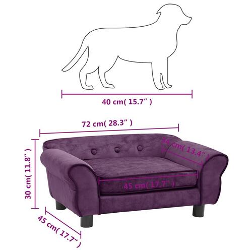 Hundesofa 72x45x30 cm plys bordeauxfarvet