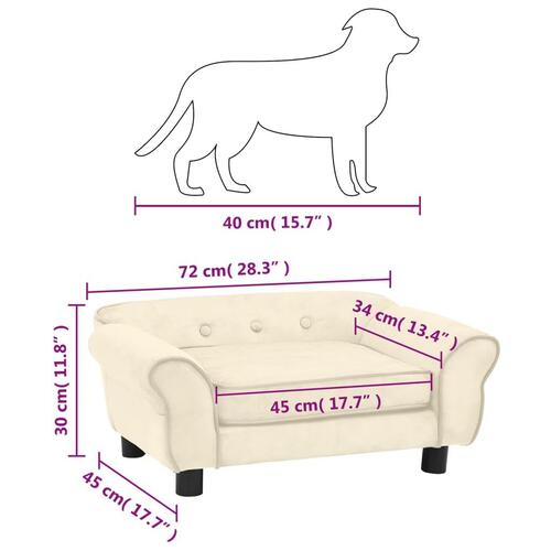 Hundesofa 72x45x30 cm plys cremefarvet