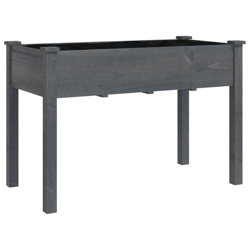 Plantekasse med foring 118x59x76 cm massivt fyrretræ grå