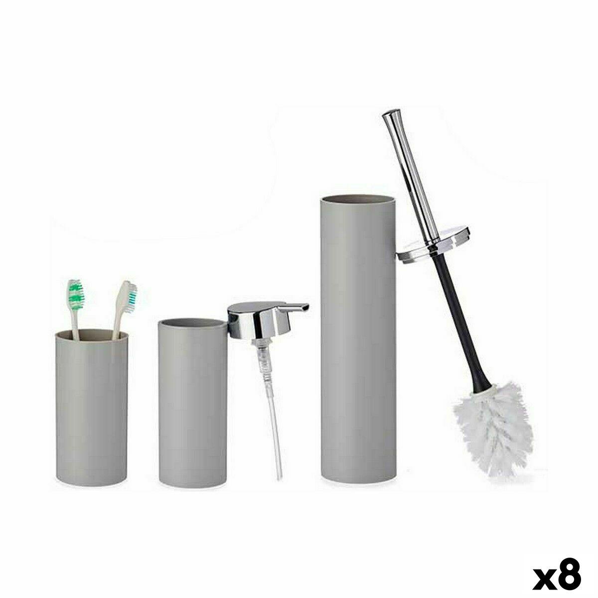 Berilo Conjunto de Banho B6274 S3-1 - gråt badeværelsessæt i plastik (8 enheder)