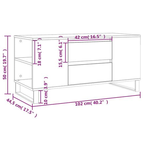 Sofabord 102x44,5x50 cm konstrueret træ røget egetræsfarve