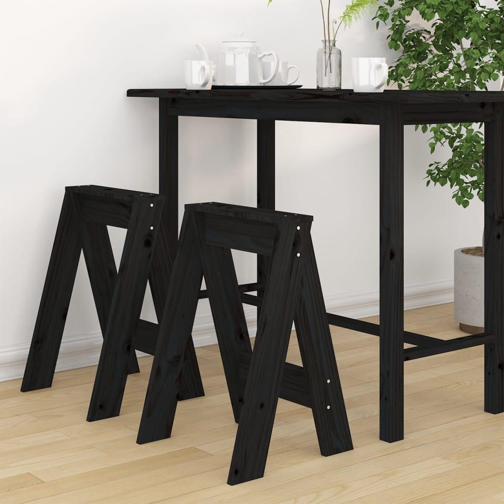 Taburetter 2 stk. 40x40x60 cm massivt fyrretræ sort