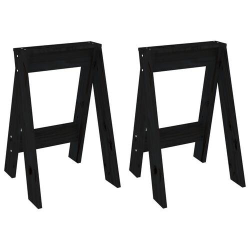 Taburetter 2 stk. 40x40x60 cm massivt fyrretræ sort
