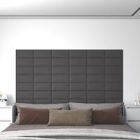 Vægpaneler 12 stk. 30x15 cm 0,54 m² kunstlæder grå