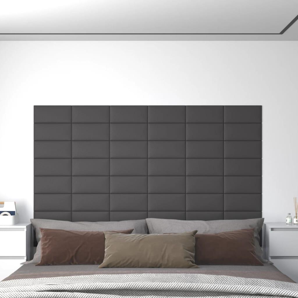 Vægpaneler 12 stk. 30x15 cm 0,54 m² kunstlæder grå