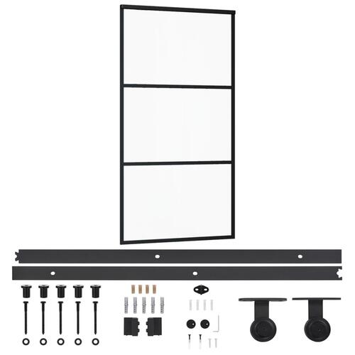 Skydedør m. monteringssæt 102x205 cm sikkerhedsglas og aluminium