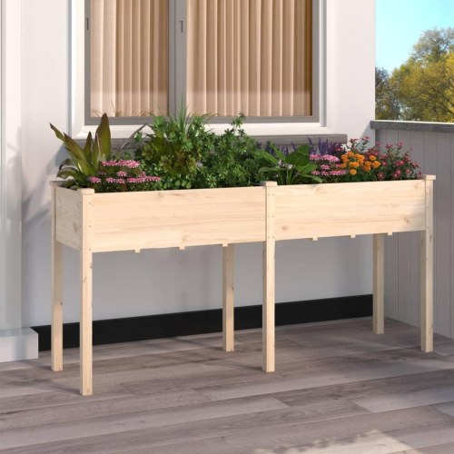 Plantekasse med foring i massivt fyrretræ - 161 x 45 x 76 cm