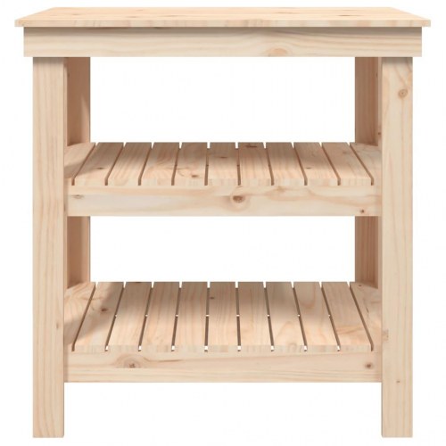 Arbejdsbord i massivt fyrretræ - 78,5 × 50 × 80 cm med 2 hylder