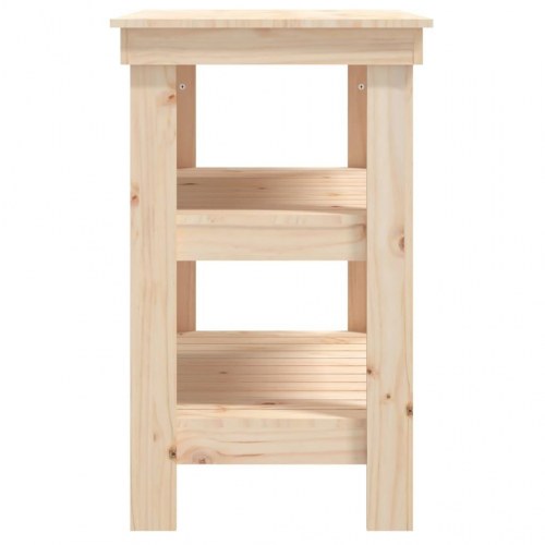 Arbejdsbord i massivt fyrretræ - 78,5 × 50 × 80 cm med 2 hylder