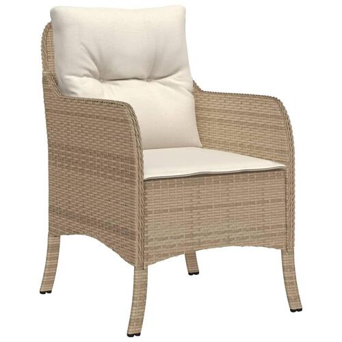 Spisebordssæt til haven 7 dele med hynder polyrattan beige