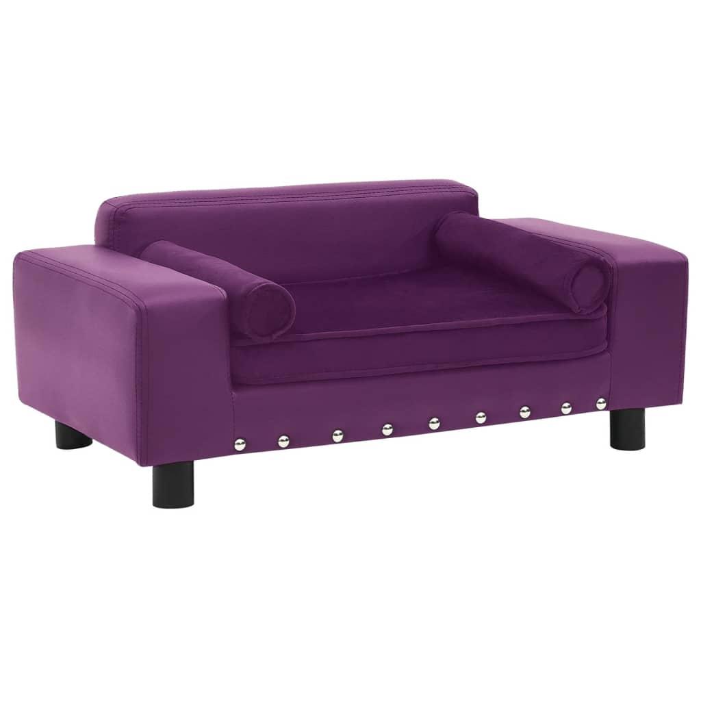 Hundesofa 81x43x31 cm plys og kunstlæder bordeauxfarvet
