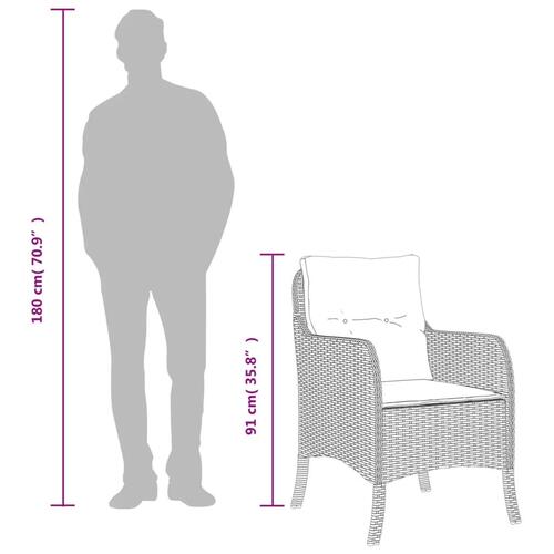 Spisebordssæt til haven 7 dele med hynder polyrattan beige
