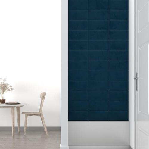 Vægpaneler 12 stk. 30x15 cm 0,54 m² fløjl blå