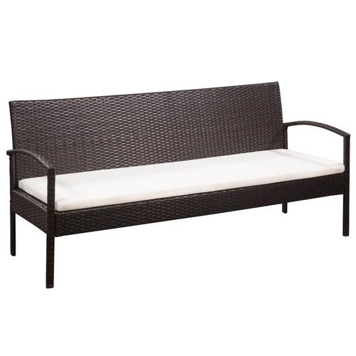 Haveloungesæt 5 dele med hynder polyrattan brun