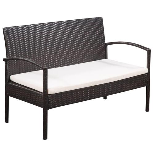 Haveloungesæt 5 dele med hynder polyrattan brun