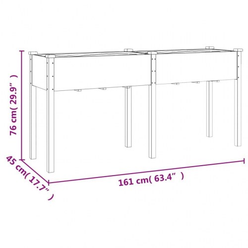 Plantekasse med foring 161 x 45 x 76 cm - brun
