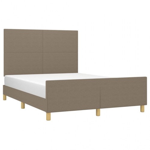 Sengeramme med sengegavl 140x190 cm - stof gråbrun