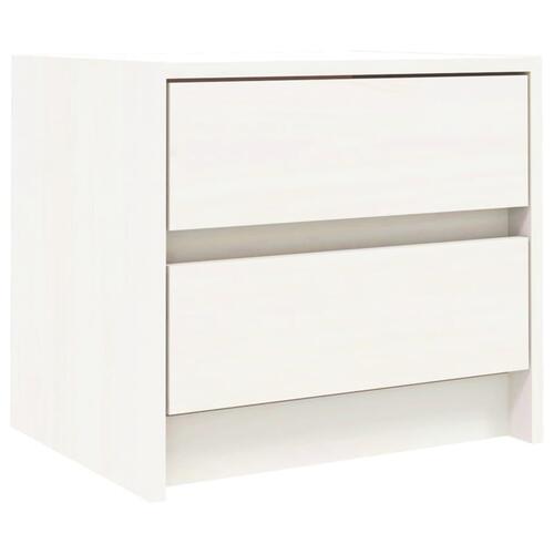 Sengebord 40x31x35,5 cm massivt fyrretræ hvid