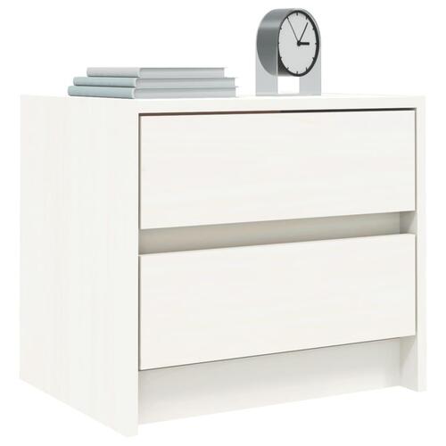 Sengebord 40x31x35,5 cm massivt fyrretræ hvid